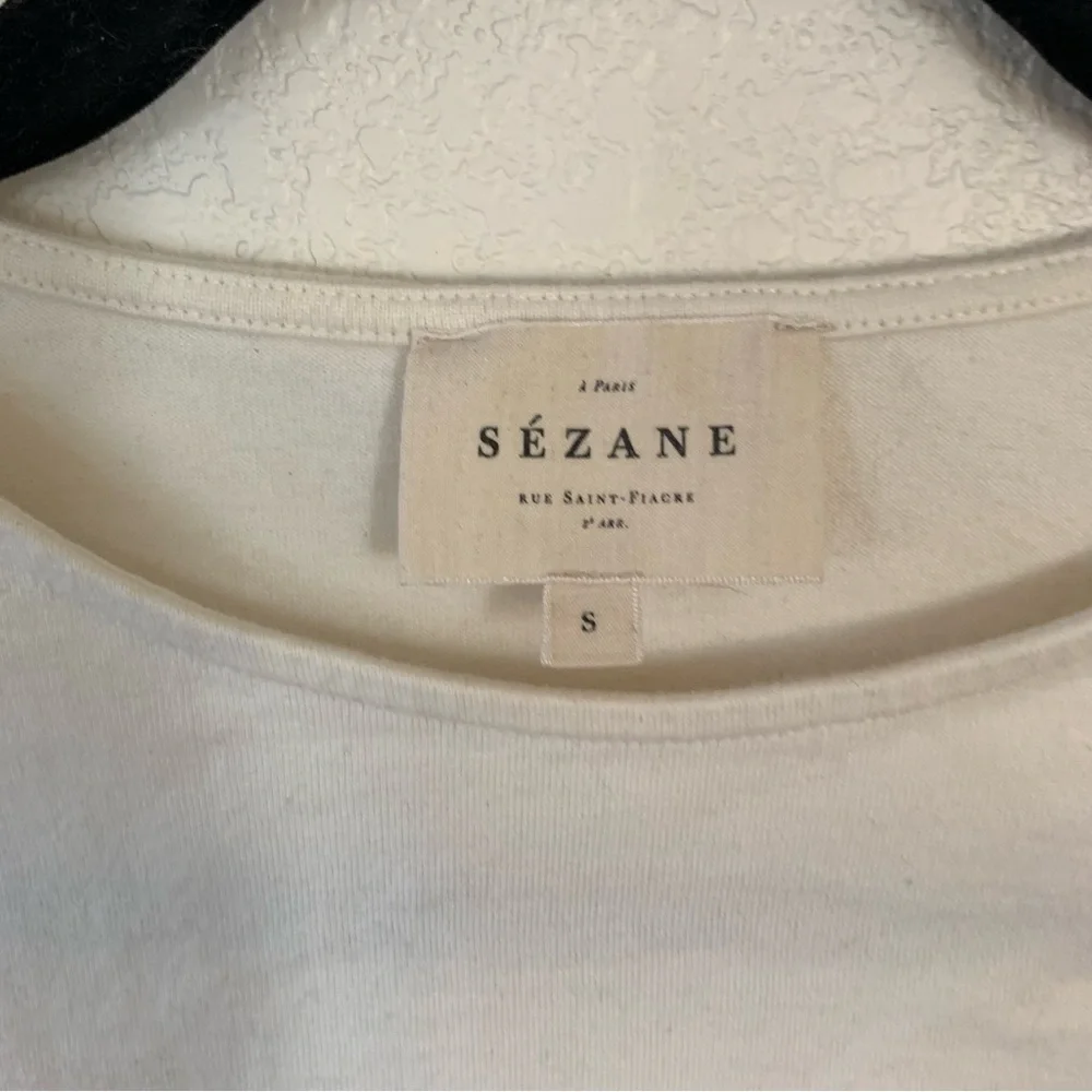 Sezane Loic Small White Red Blue 3/4 Sleeve Nautical Tee - Picture 3 of 6